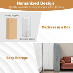 Gymax Double Size Folding Mattress Cool Gel Memory Foam With Bamboo Mesh Cover in White - thumbnail 4