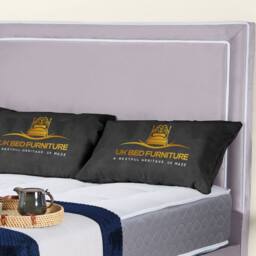 UK Bed Furniture Ariana Ottoman Gas Lift Upholstered Bed with 48 Inch Headboard in Silver - Size: Super King - thumbnail 2
