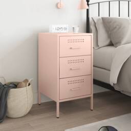 Berkfield Home Sturdy Bedside Cabinet Pink 36x39x68 cm Steel - Size: 36 x 39 x 68 cm