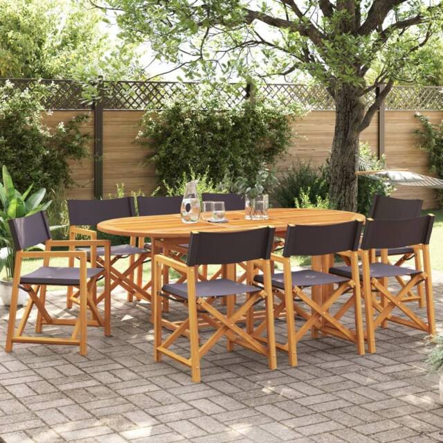 Berkfield Home 8 Piece Folding Garden Chairs Dark Grey Fabric - image 1