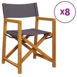 Berkfield Home 8 Piece Folding Garden Chairs Dark Grey Fabric - thumbnail 2
