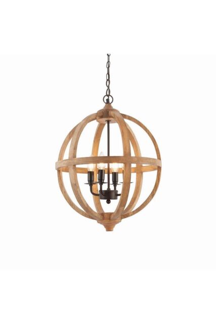 Netlighting Toba 4 Light Spherical Pendant Mango Wood Dark Bronze Paint E14 in Brown - image 1