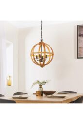 Netlighting Toba 4 Light Spherical Pendant Mango Wood Dark Bronze Paint E14 in Brown - thumbnail 2