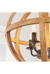 Netlighting Toba 4 Light Spherical Pendant Mango Wood Dark Bronze Paint E14 in Brown - thumbnail 5