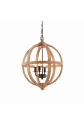 Netlighting Toba 4 Light Spherical Pendant Mango Wood Dark Bronze Paint E14 in Brown