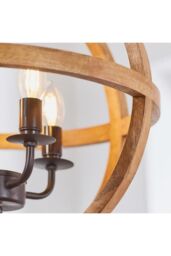 Netlighting Toba 4 Light Spherical Pendant Mango Wood Dark Bronze Paint E14 in Brown - thumbnail 6