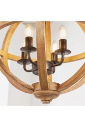 Netlighting Toba 4 Light Spherical Pendant Mango Wood Dark Bronze Paint E14 in Brown - thumbnail 3