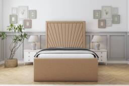 "Sloomy Somerset Dumfries Deep-Sided Bed Frame With 50"" Upholstered Headboard in Light Brown - Size: Small Double" - thumbnail 1
