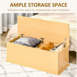 HOMCOM Box Chest With Lid Ottoman Storage Keepsake Cabinet Chipboard in Brown - thumbnail 4