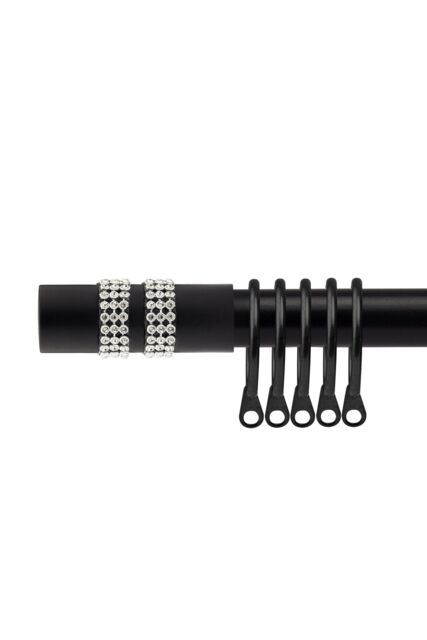 New Edge Blinds 16-19mm Sparkle Extendable Durable Metal Curtain Pole Set in Jet Black - Size: 170 cm - 300 cm - image 1