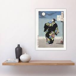 "Artery8 Yoshitoshi Fukami Jikyu Vintage Japanese Ukiyo-e Wall Art Print in Blue - Size: W12"" x H16""" - thumbnail 4