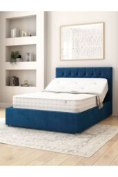 Aspire Olivier Electric Adjustable Bed Upholstered in Plush Velvet Fabric with Pocket Sprung Mattress UK Made in Navy - Size: Single - thumbnail 3