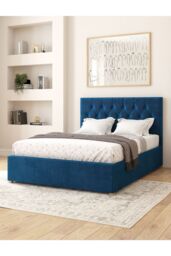 Aspire Olivier Electric Adjustable Bed Upholstered in Plush Velvet Fabric with Pocket Sprung Mattress UK Made in Navy - Size: Single - thumbnail 1