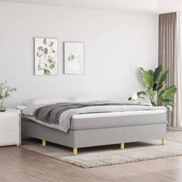 Berkfield Home Box Spring Bed Frame Light Grey 180x200cm Super King Fabric - thumbnail 1
