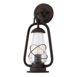 Netlighting Miners 1 Light Outdoor Wall Lantern Light Old Bronze IP44 E14 in Brown - thumbnail 2
