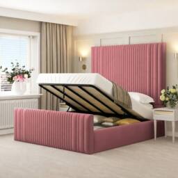 "Bed Choices Aspire Upholstered Bed Frame with 70"" Headboard & mattress in Pink - Size: King" - thumbnail 4