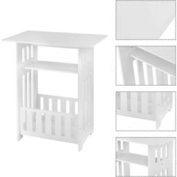 VOGREX White 3-Tier Coffee Table Easy Assembly Small Space