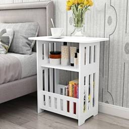 VOGREX White 3-Tier Coffee Table Easy Assembly Small Space - thumbnail 4