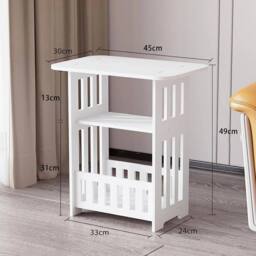 VOGREX White 3-Tier Coffee Table Easy Assembly Small Space - thumbnail 2