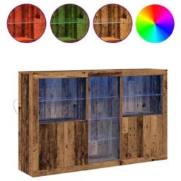 Berkfield Home Sideboard with LED Lights Old Wood 162x37x100 cm Engineered Wood in Brown - Size: 162 x 37 x 100 cm - thumbnail 4