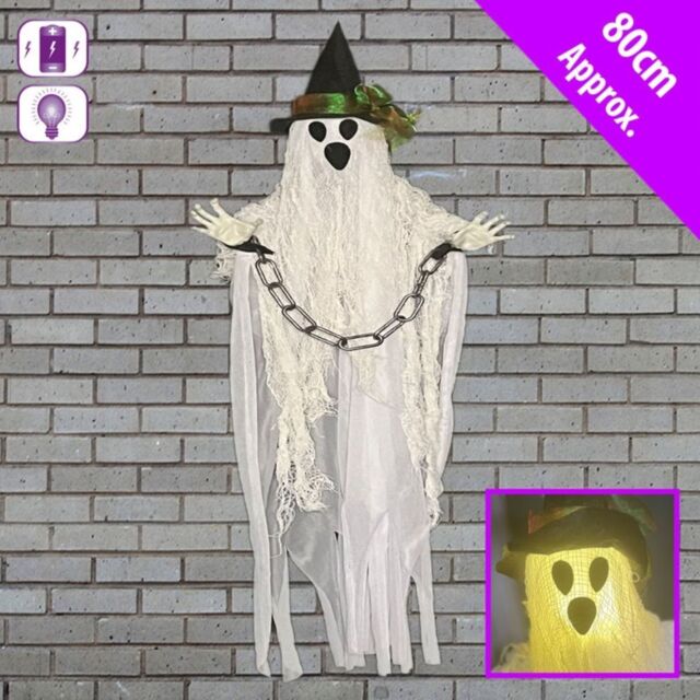 "Garden Greatness 31"" Light Up Hanging Ghost - Halloween Decoration in White - Size: 1 Pack"