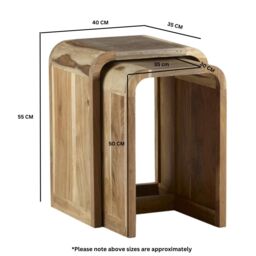 IH Design Daizha Nest of 2 Wooden Tables in Brown - thumbnail 4