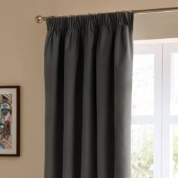 Furn The Ultimate Velvet 100% Blackout Pencil Pleat Curtain Pair in Charcoal - Size: 117 cm width x 137 cm drop - thumbnail 5