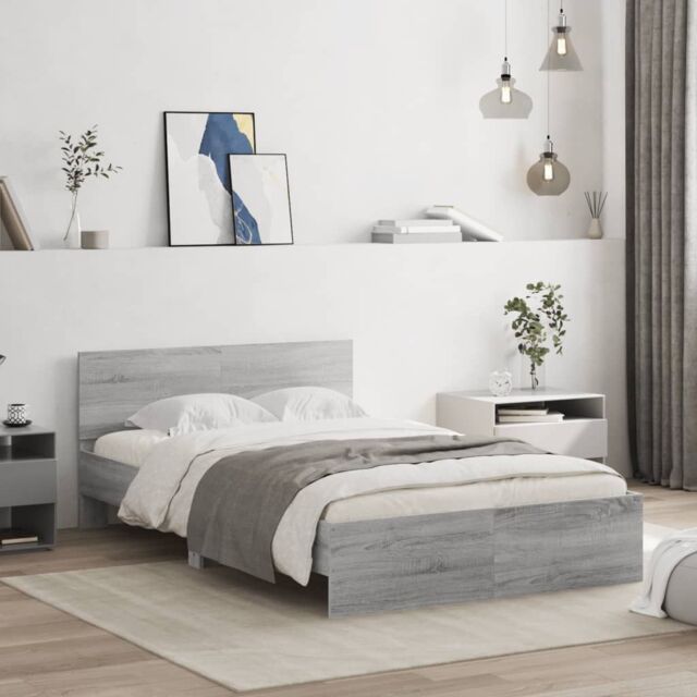 Berkfield Home Bed Frame without Mattress Grey Sonoma 120x190 cm Small Double - image 1