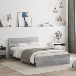 Berkfield Home Bed Frame without Mattress Grey Sonoma 120x190 cm Small Double - thumbnail 1