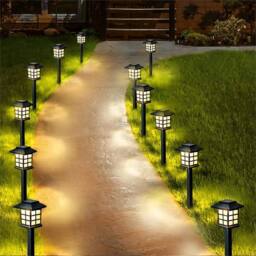 Kelvenix 12pcs Solar LED Garden Lights, Outdoor Pathway Lighting, Warm White - thumbnail 3