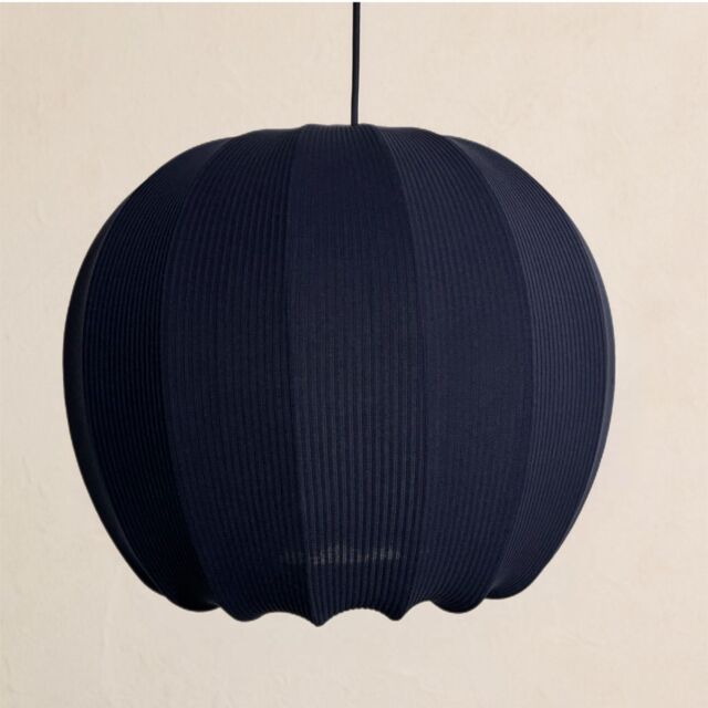 CGC Lighting Lila Navy Rounded Ribbed Stretch Cotton Fabric Lampshade - image 1