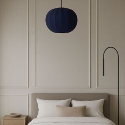 CGC Lighting Lila Navy Rounded Ribbed Stretch Cotton Fabric Lampshade - thumbnail 2