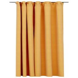 Berkfield Home Linen-Look Blackout Curtain with Hooks Yellow 290x245 cm
