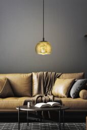 Eglo Albaraccin Gold Glass Pendant Light in Black - thumbnail 2