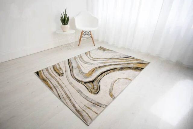 Celebrity Interiors Balletto 18BA Anthra/Ochre Rug in Grey - Size: 120 cm x 170 cm - image 1
