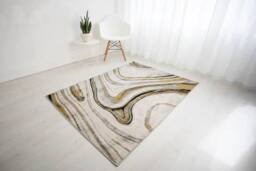 Celebrity Interiors Balletto 18BA Anthra/Ochre Rug in Grey - Size: 120 cm x 170 cm - thumbnail 1
