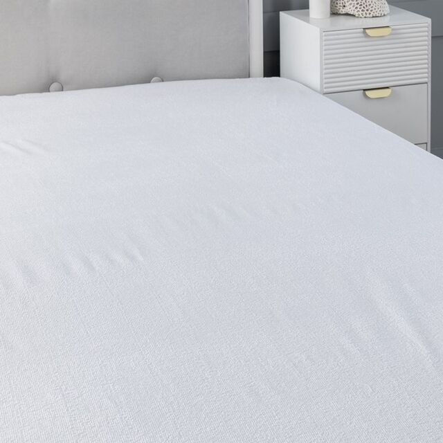Snug City 12Inch Deep Waterproof Terry Towel Mattress Protector Soft Touch Non Noisy Fitted Sheet in White - Size: Super King - image 1