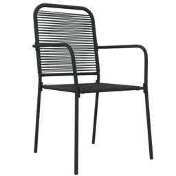Berkfield Home Elegant 7 Piece Garden Dining Set Black Cotton Rope & Steel - thumbnail 5