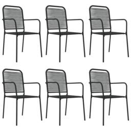 Berkfield Home Elegant 7 Piece Garden Dining Set Black Cotton Rope & Steel - thumbnail 4