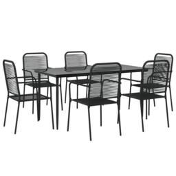 Berkfield Home Elegant 7 Piece Garden Dining Set Black Cotton Rope & Steel - thumbnail 1