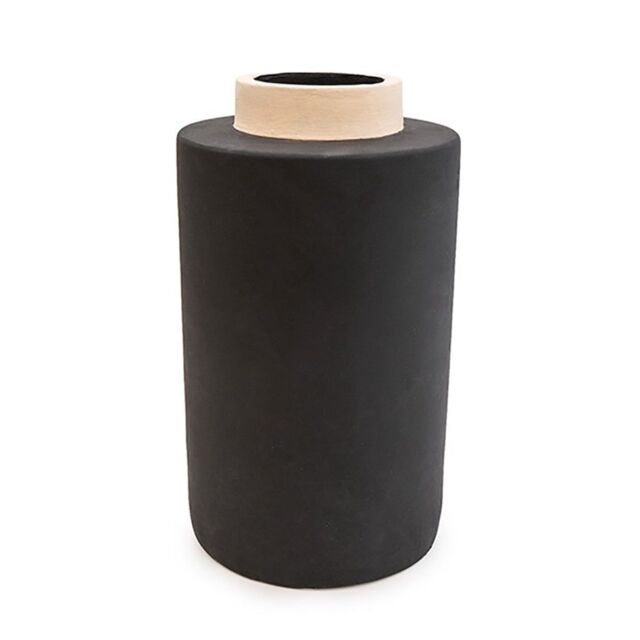 Madison & Mayfair Chic Contrast: Small Black & Cream Cylinder Vase - image 1