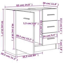 Berkfield Home Sink Cabinet Concrete Grey 63x30x54 cm Engineered Wood - Size: 63 x 30 x 54 cm - thumbnail 8