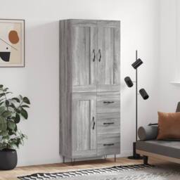 Berkfield Home Highboard Grey Sonoma 69.5x34x180 cm Engineered Wood - thumbnail 2