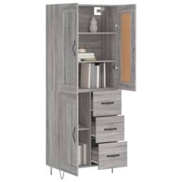 Berkfield Home Highboard Grey Sonoma 69.5x34x180 cm Engineered Wood - thumbnail 3