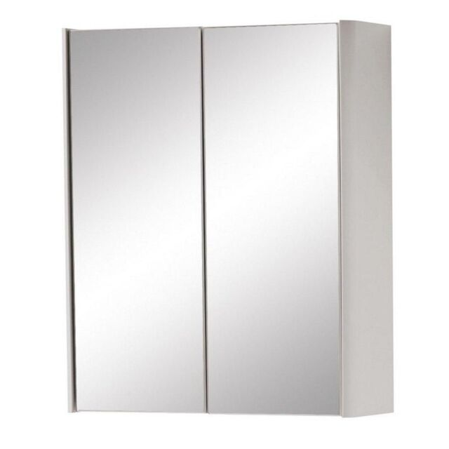 Clifton Cashmere 2-Door Mirror Bathroom Cabinet 60cm H x 500mm W in Pale Grey - image 1