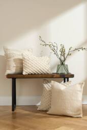 Truly Knotted Ecru Rectangle Cushion Cover - Size: 50 cm x 30 cm - thumbnail 1