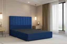 "Nexus Mattresses Ltd Kyoto Plush Divan Bed Base 2 Drawers Same Side - 54"" Headboard in Blue - Size: Small Double" - thumbnail 2