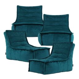 icon Dolce Large Beanbag Lounger, Velvet (4-Pack) in Teal - thumbnail 1