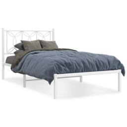 Berkfield Home Metal Bed Frame without Mattress with Headboard White 107x203cm - Size: 107x203 cm - thumbnail 3