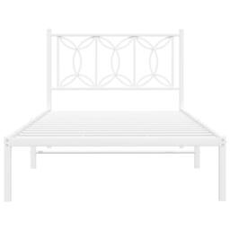 Berkfield Home Metal Bed Frame without Mattress with Headboard White 107x203cm - Size: 107x203 cm - thumbnail 4